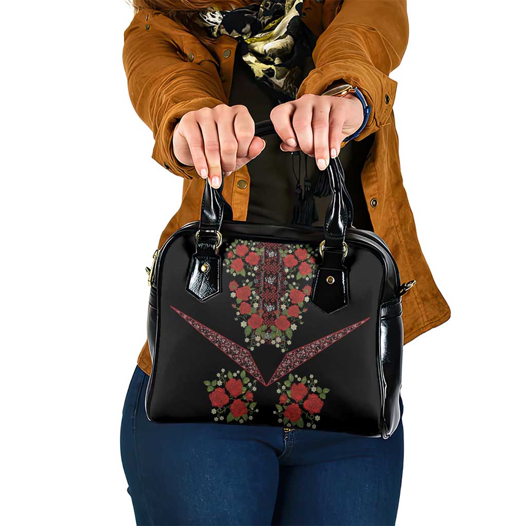 Traditional Ukrainian Costume Shoulder Handbag Red Floral Embroidery Style