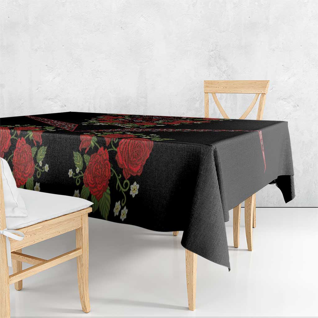 Traditional Ukrainian Costume Tablecloth Red Floral Embroidery Style