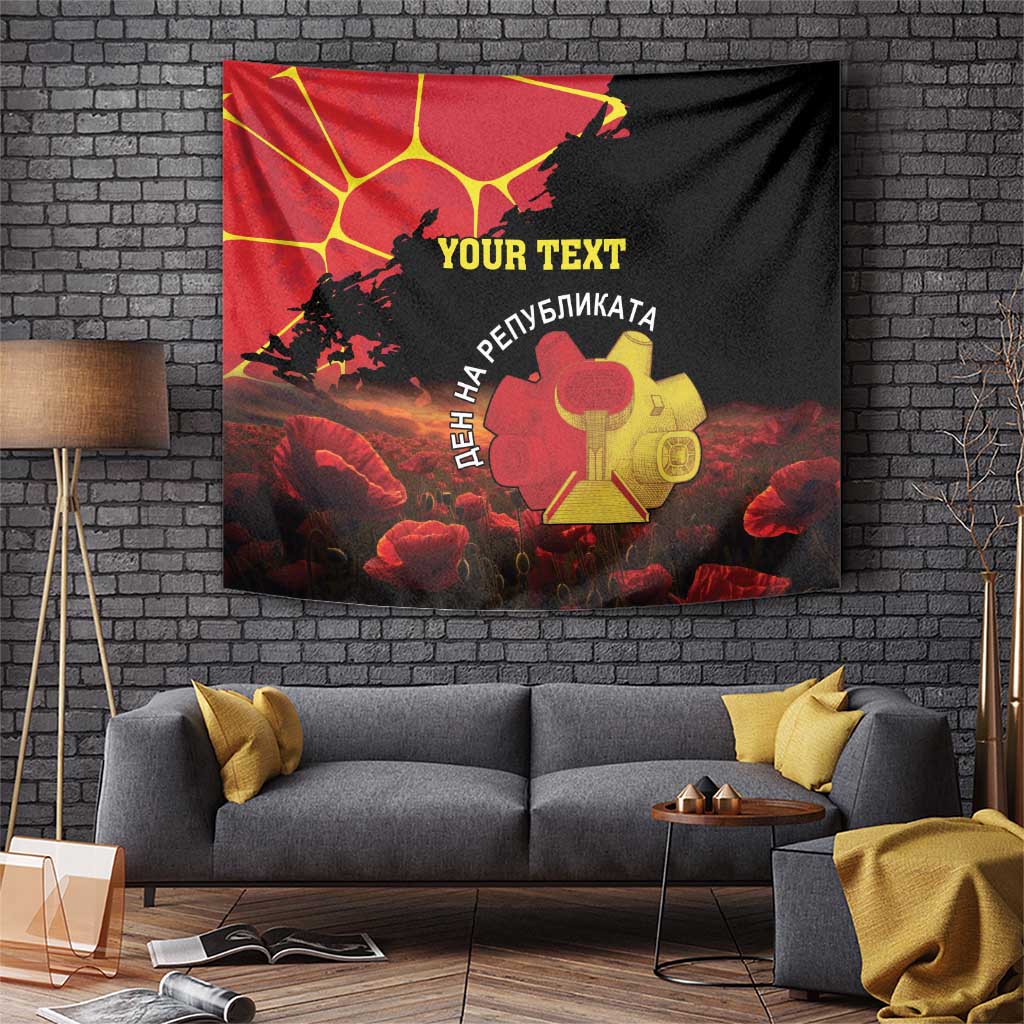 Personalized Macedonia Republic Day Tapestry Ilinden Monument Red Poppy - Wonder Print Shop