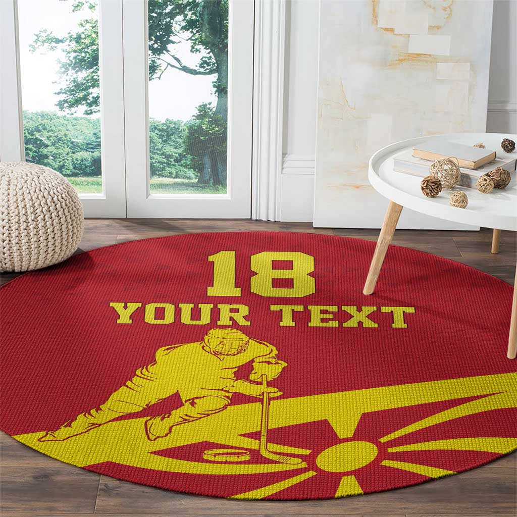 Macedonia Ice Hockey Custom Round Carpet Go Champion - Wonder Print Shop