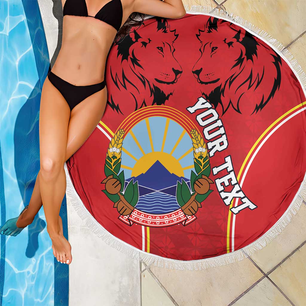 Personalized Macedonia Lion Beach Blanket National Emblem - Wonder Print Shop
