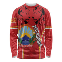 Personalized Macedonia Lion Long Sleeve Shirt National Emblem - Wonder Print Shop