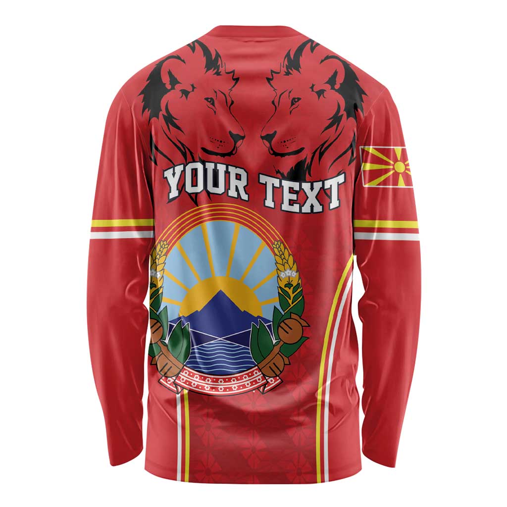 Personalized Macedonia Lion Long Sleeve Shirt National Emblem - Wonder Print Shop