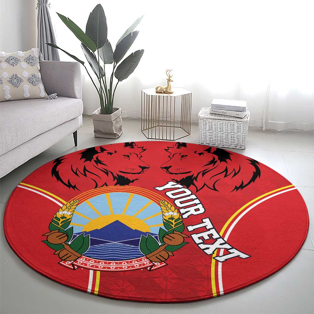 Personalized Macedonia Lion Round Carpet National Emblem - Wonder Print Shop