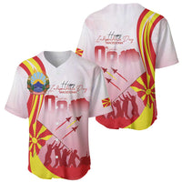 Baseball jerseys set, Macedonian flag Independence Day prints on red button-front styles