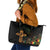 Happy Meskel Celebration Leather Tote Bag Cross Fire And Lion Flag Color