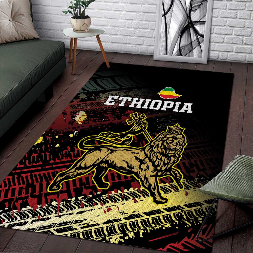 Meskel Ethiopia Area Rug Lion Of Judah With Grunge Patterns - Wonder Print Shop