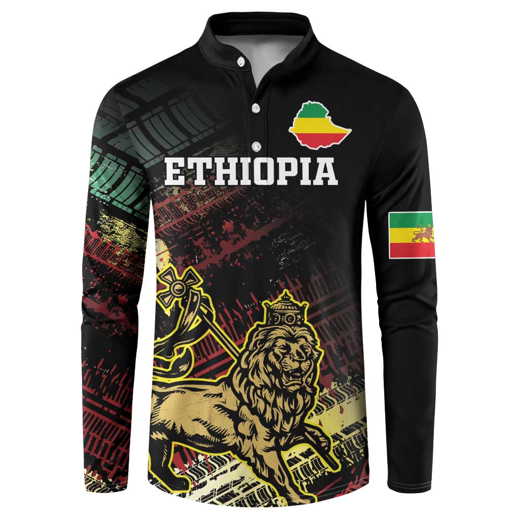 Meskel Ethiopia Button Sweatshirt Lion Of Judah With Grunge Patterns - Wonder Print Shop