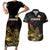 Meskel Ethiopia Couples Matching Short Sleeve Bodycon Dress and Hawaiian Shirt Lion Of Judah With Grunge Patterns - Wonder Print Shop