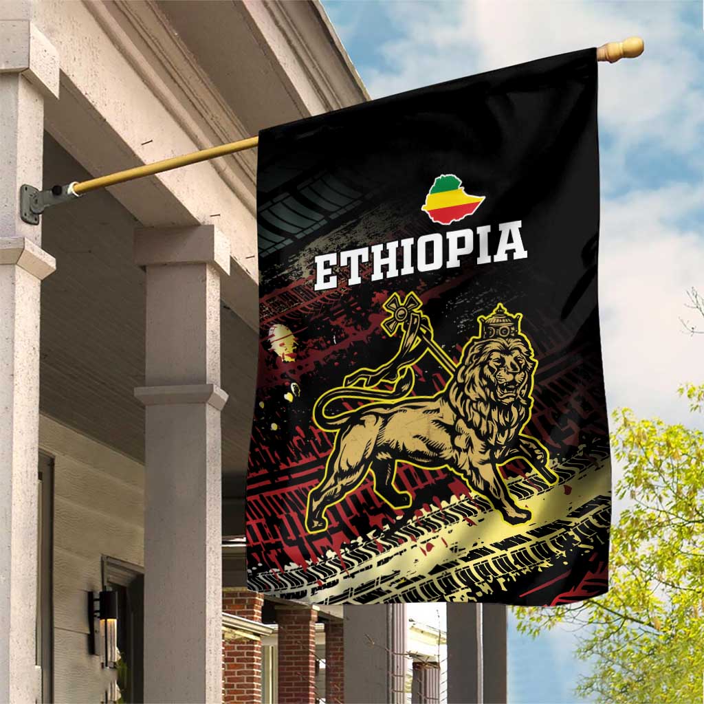 Meskel Ethiopia Garden Flag Lion Of Judah With Grunge Patterns - Wonder Print Shop