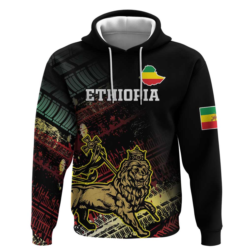 Meskel Ethiopia Hoodie Lion Of Judah With Grunge Patterns