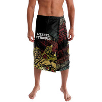 Black lava lava swim trunk with Lion of Judah graphic and grunge pattern panels