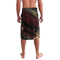 Black lava lava with red and tan grunge plaid pattern and straight hemmed cut