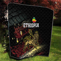 Black Ethiopia quilt with diamond stitching and Lion of Judah emblem with ETHIOPIA text.