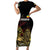 Meskel Ethiopia Short Sleeve Bodycon Dress Lion Of Judah With Grunge Patterns