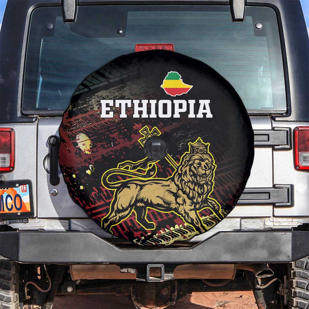 Meskel Ethiopia Spare Tire Cover Lion Of Judah With Grunge Patterns