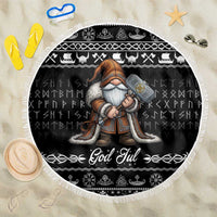 Viking Gnome Christmas Beach Blanket Nordic Xmas Spirit Pattern - Wonder Print Shop