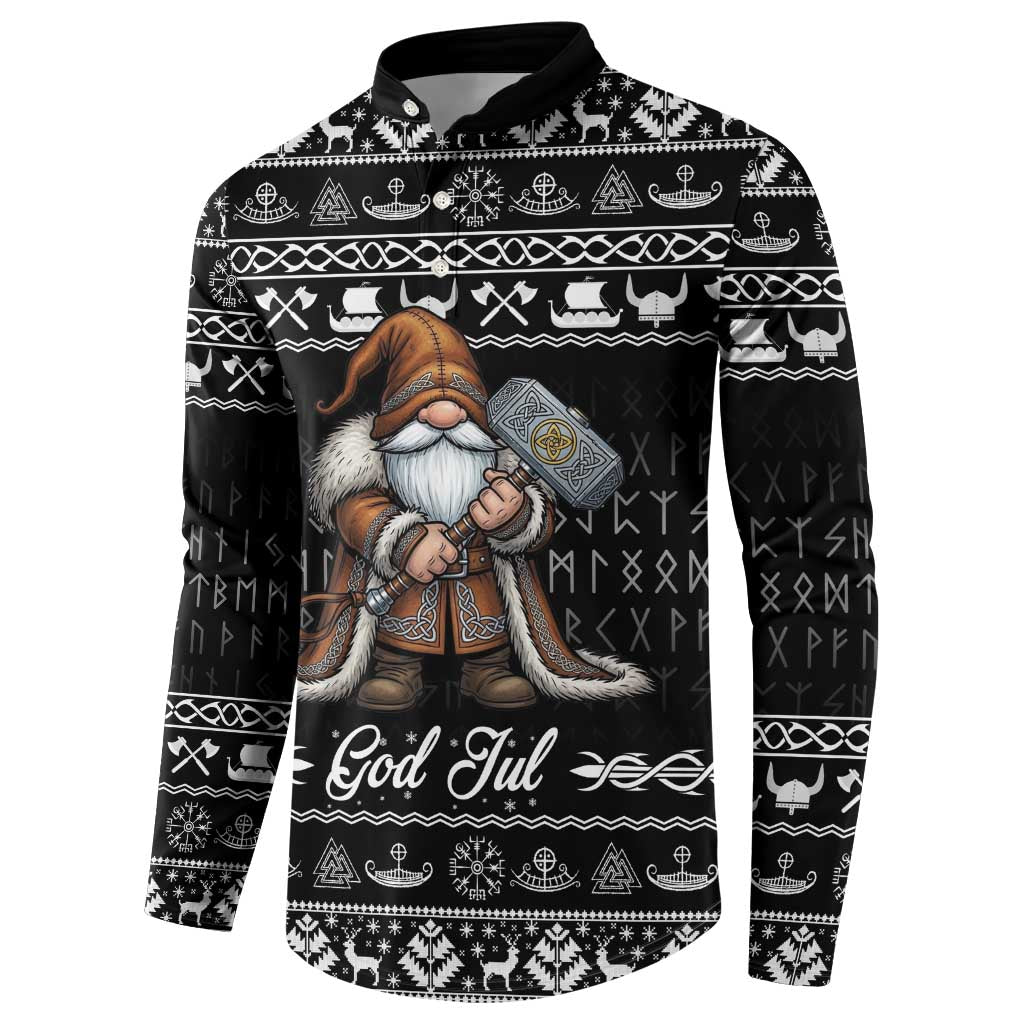 Viking Gnome Christmas Button Sweatshirt Nordic Xmas Spirit Pattern - Wonder Print Shop