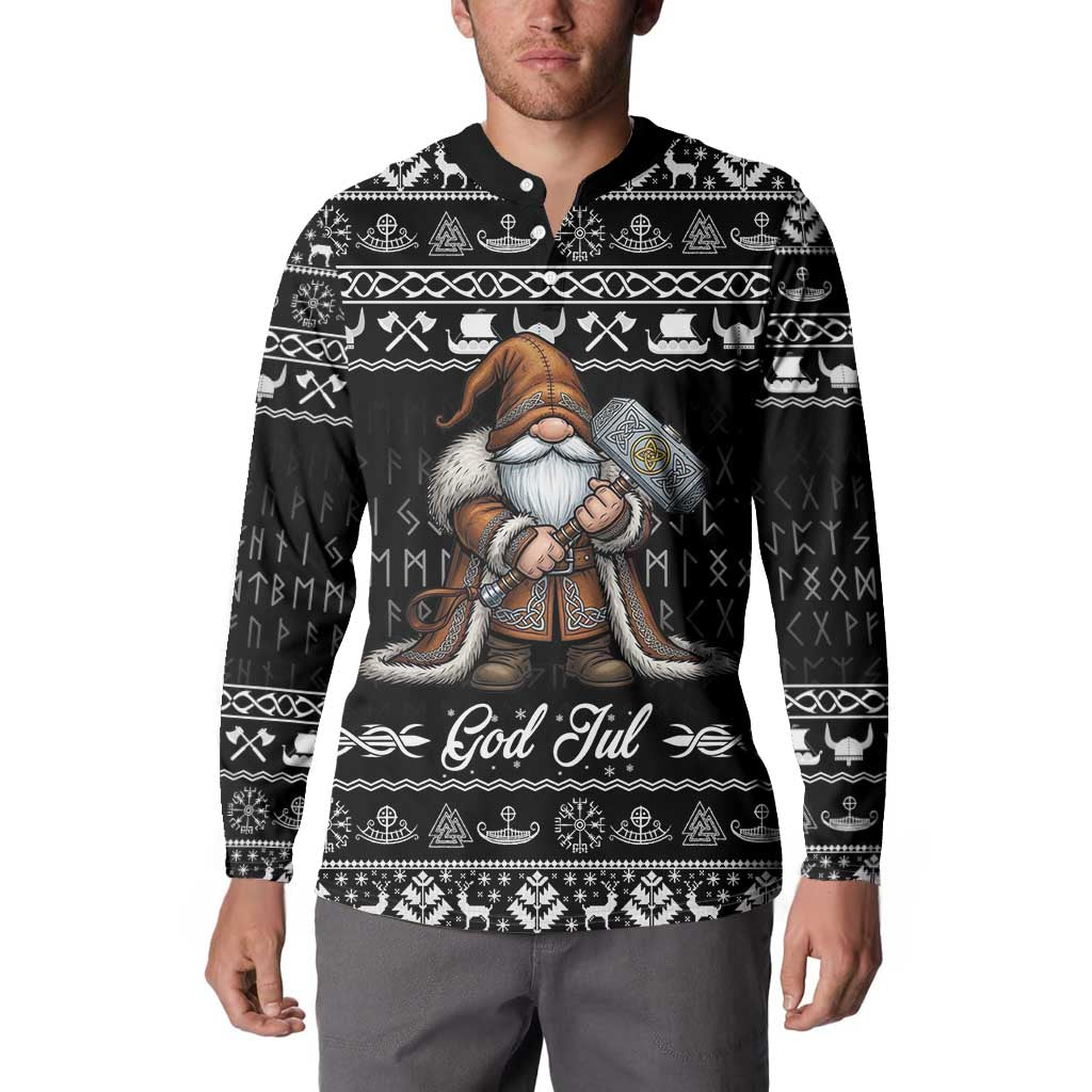 Viking Gnome Christmas Button Sweatshirt Nordic Xmas Spirit Pattern - Wonder Print Shop