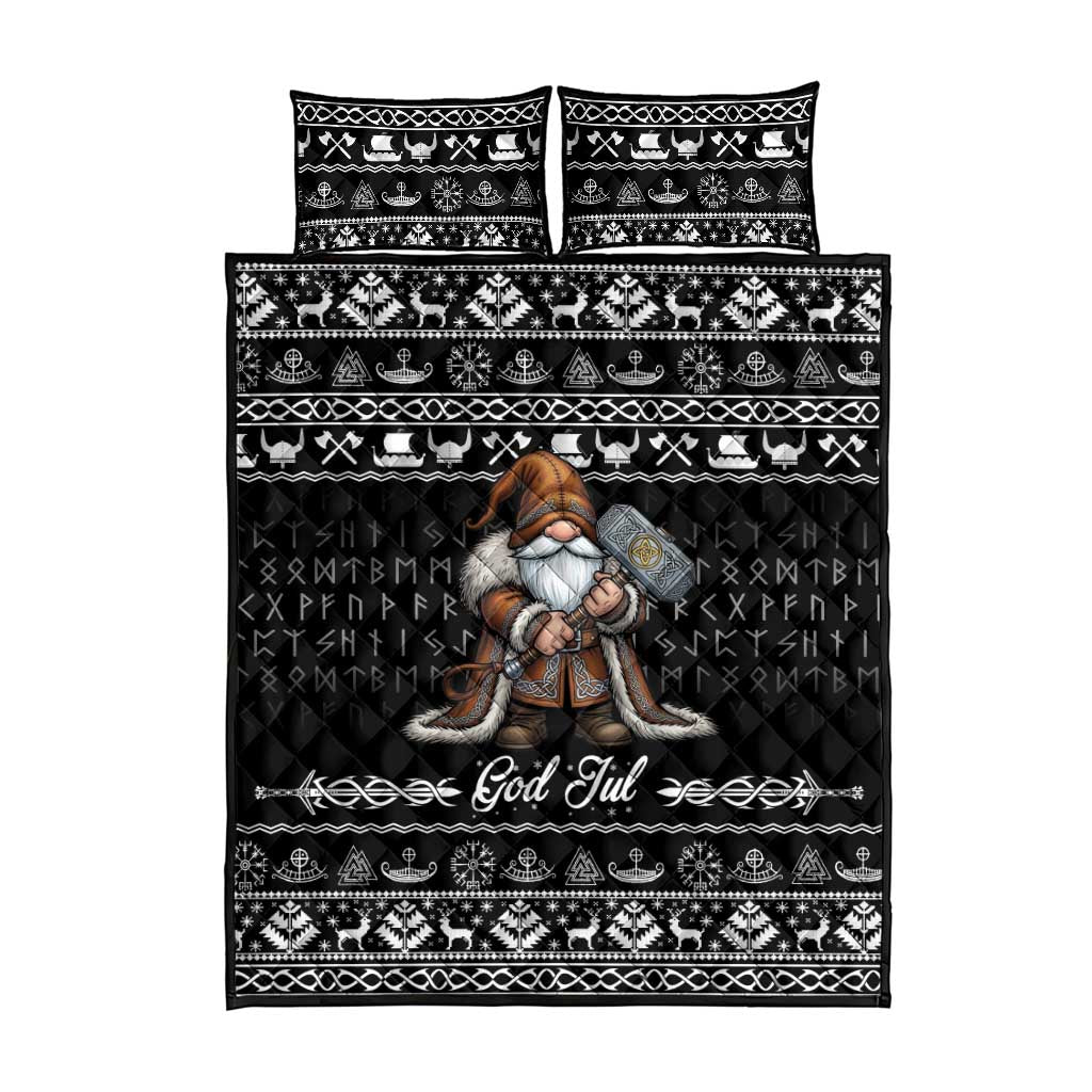 Viking Gnome Christmas Quilt Bed Set Nordic Xmas Spirit Pattern - Wonder Print Shop