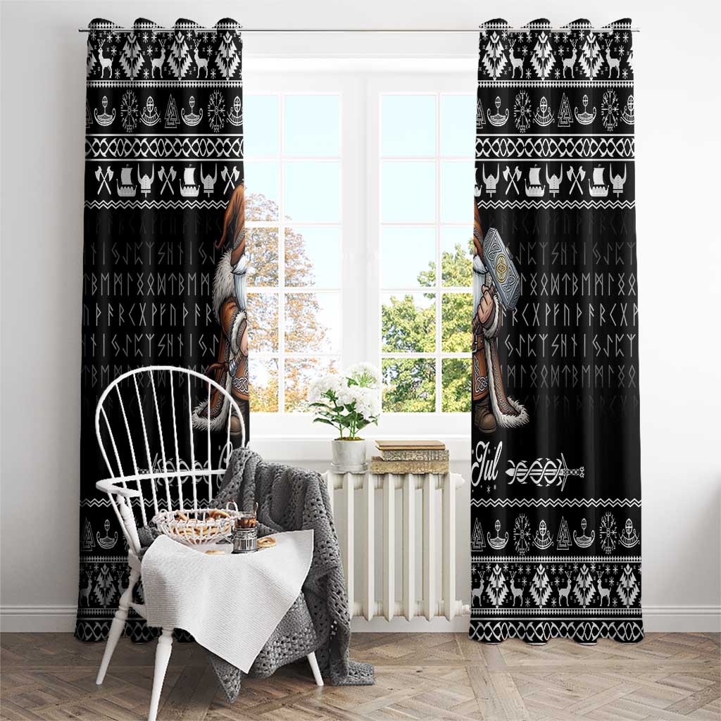 Viking Gnome Christmas Window Curtain Nordic Xmas Spirit Pattern - Wonder Print Shop