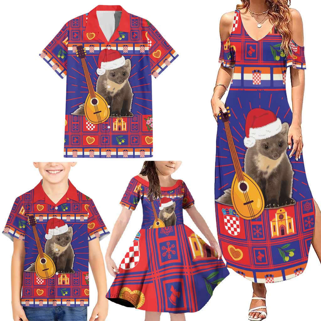 Croatia Christmas Family Matching Summer Maxi Dress and Hawaiian Shirt Kuna Zlatica Merry Xmas - Wonder Print Shop