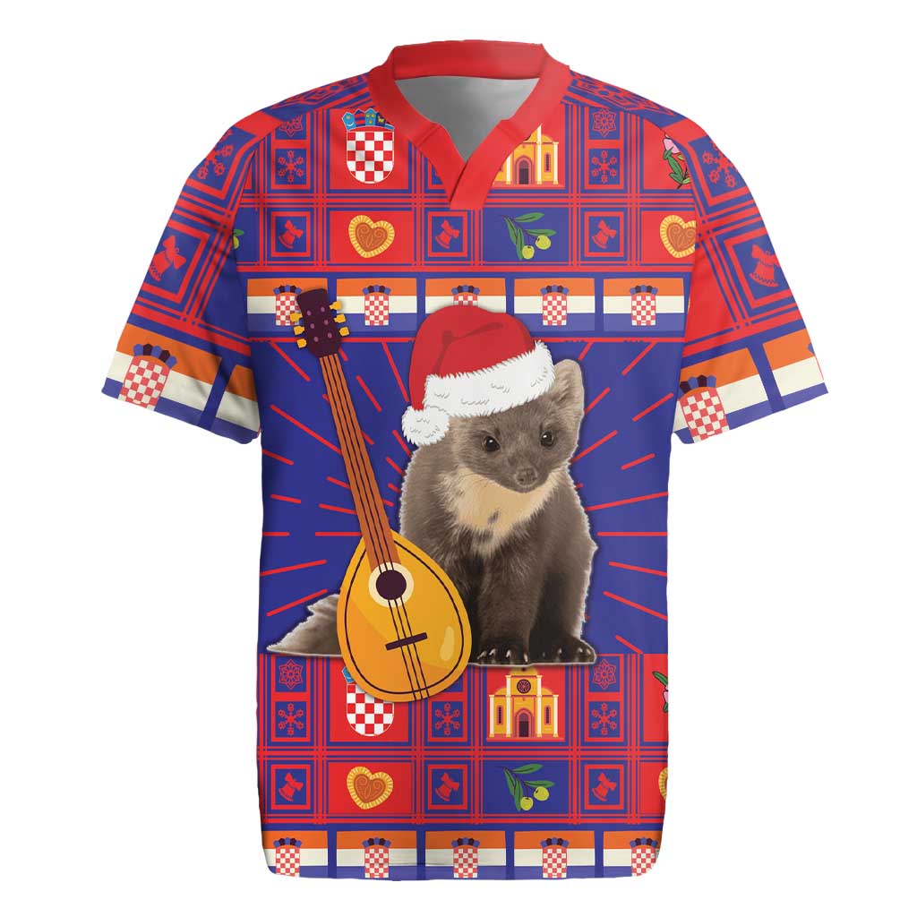 Croatia Christmas Rugby Jersey Kuna Zlatica Merry Xmas - Wonder Print Shop