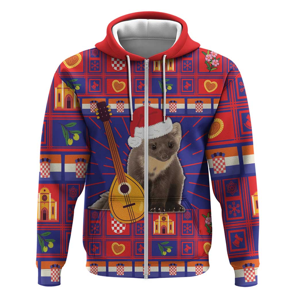 Croatia Christmas Zip Hoodie Kuna Zlatica Merry Xmas - Wonder Print Shop