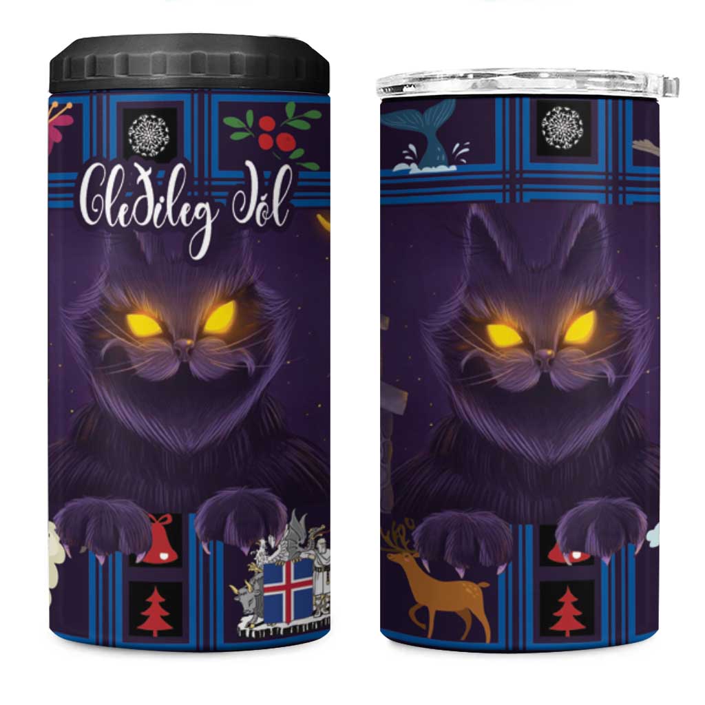 Iceland Christmas 4 in 1 Can Cooler Tumbler Yule Cat Christmas Lightning Art - Wonder Print Shop