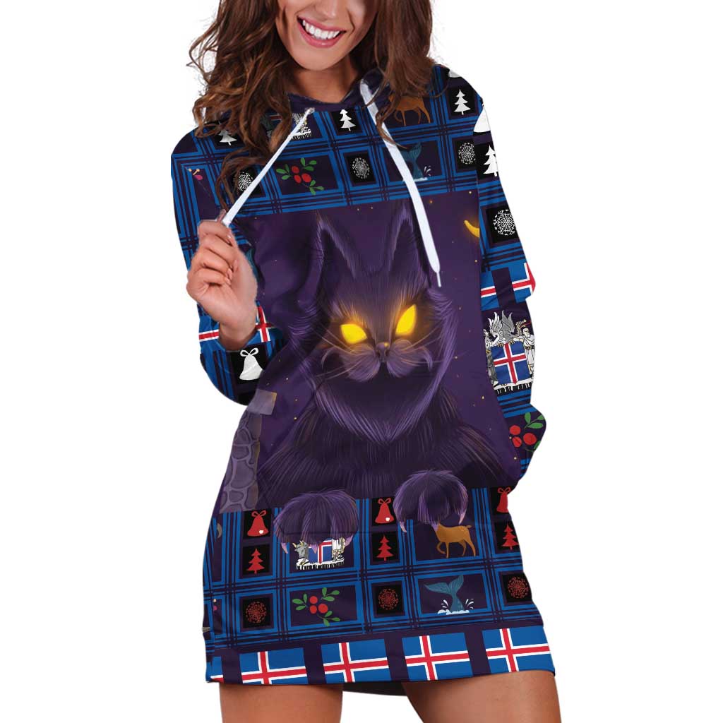 Iceland Christmas Hoodie Dress Yule Cat Christmas Lightning Art