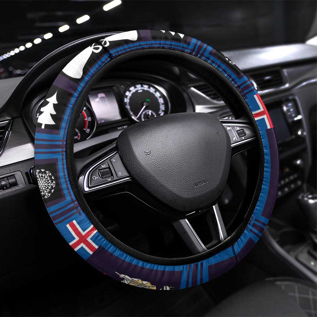 Iceland Christmas Steering Wheel Cover Yule Cat Christmas Lightning Art