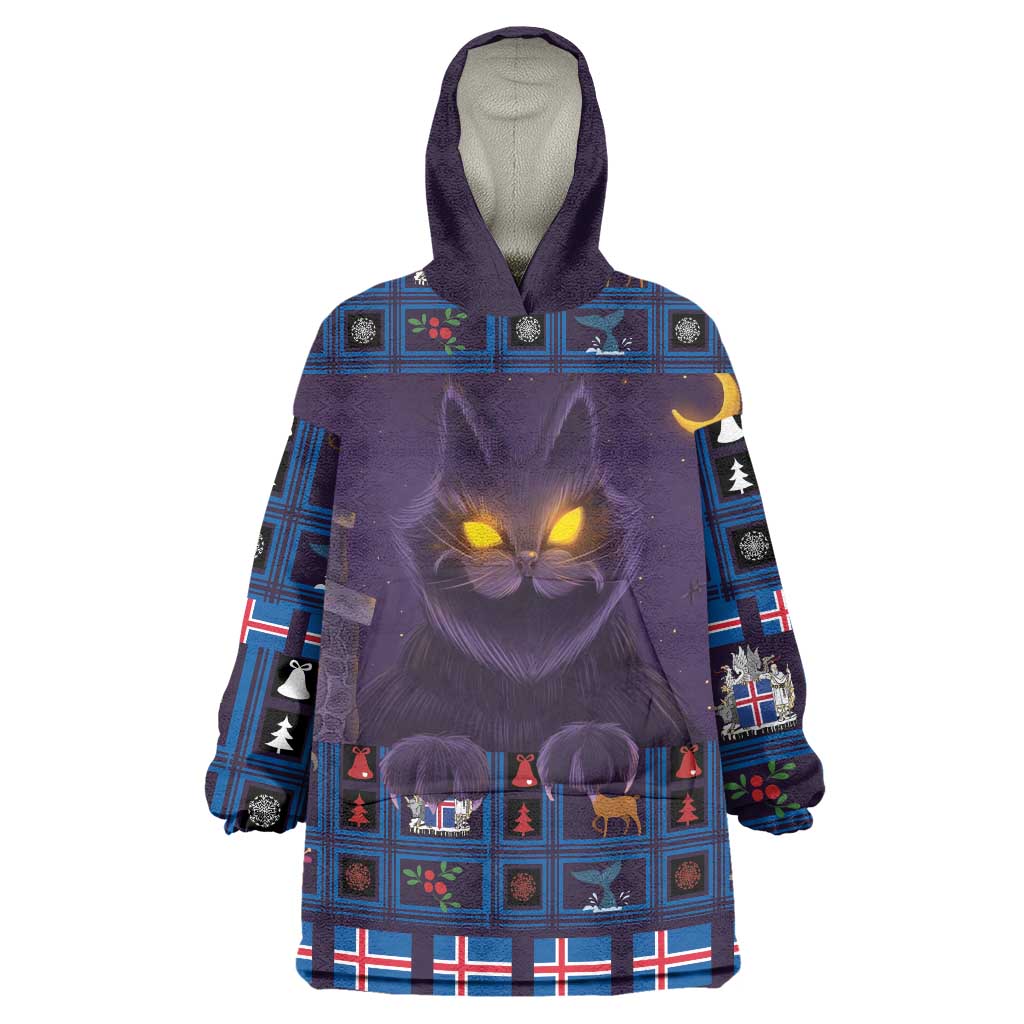 Iceland Christmas Wearable Blanket Hoodie Yule Cat Christmas Lightning Art