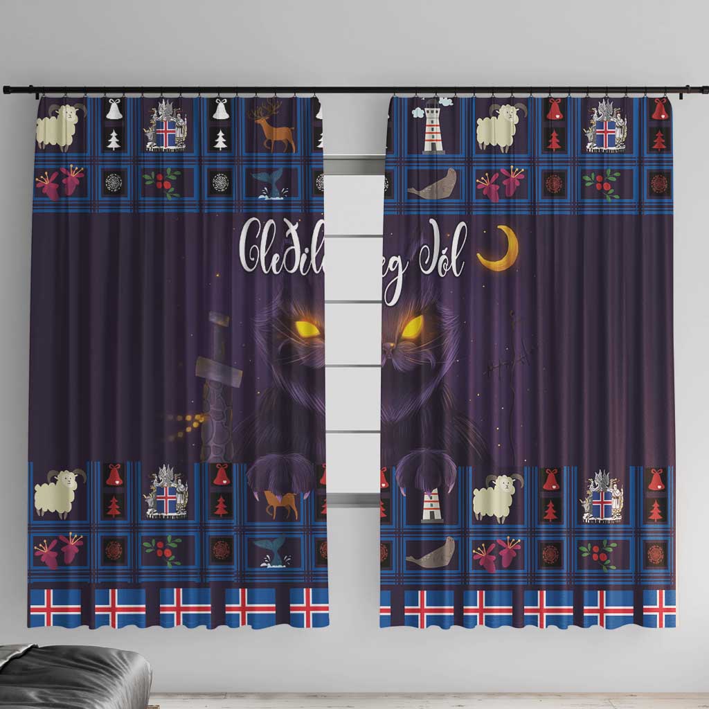 Iceland Christmas Window Curtain Yule Cat Christmas Lightning Art