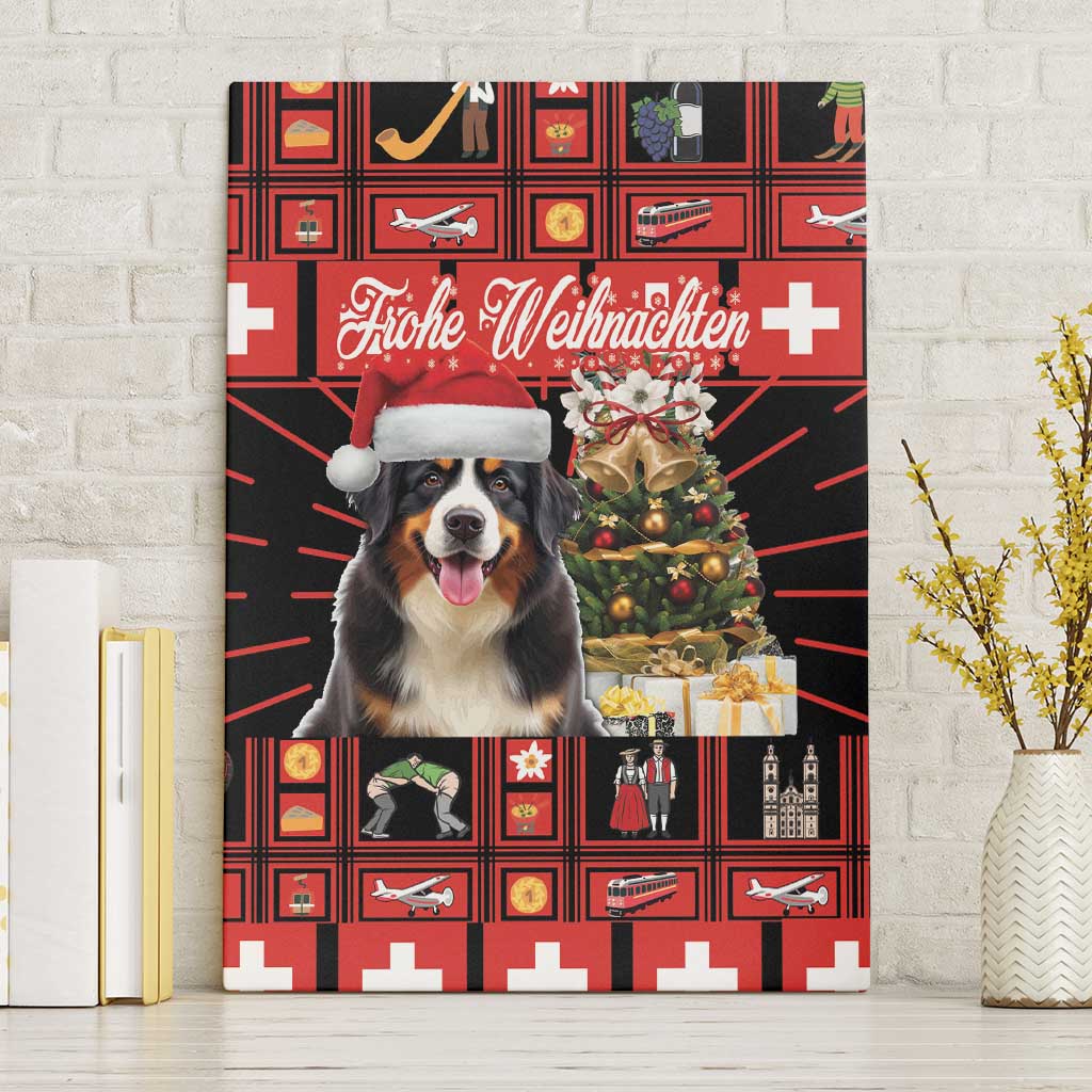 Merry Christmas Bernese Mountain Dog Canvas Wall Art Switzerland Symbols - Lightning Art - Wonder Print Shop