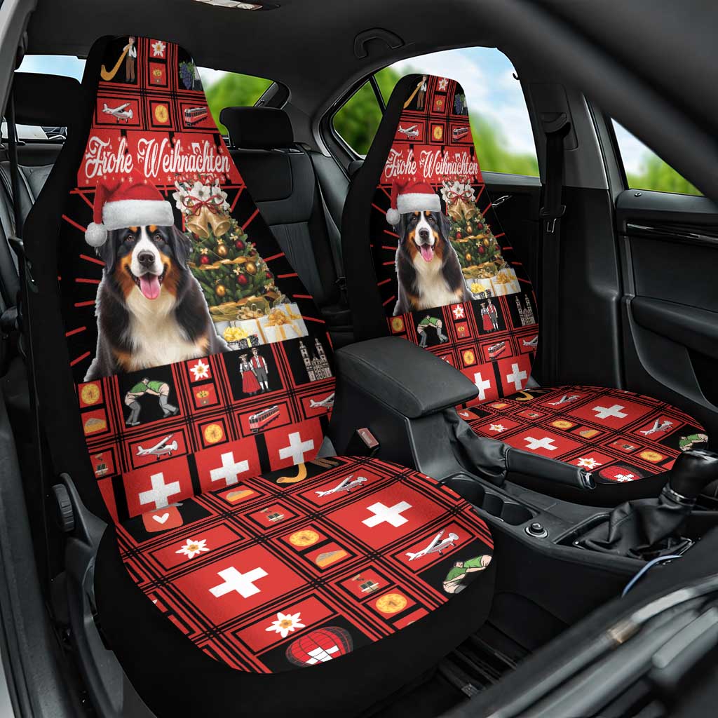 Merry Christmas Bernese Mountain Dog Car Seat Cover Switzerland Symbols - Lightning Art - Wonder Print Shop