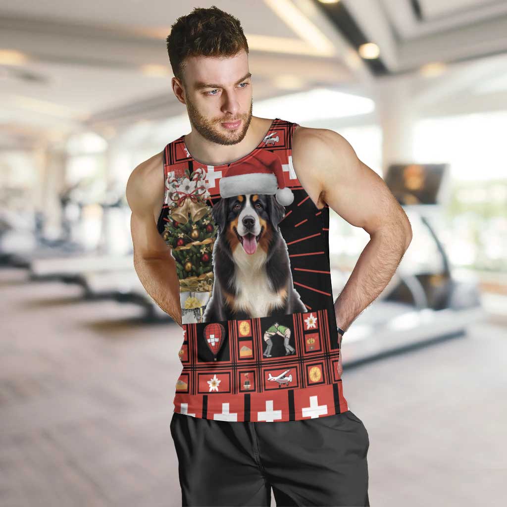 Merry Christmas Bernese Mountain Dog Men Tank Top Switzerland Symbols - Lightning Art - Wonder Print Shop