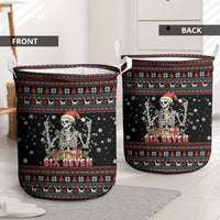 Six Seven Santa Skeleton Laundry Basket Funny Christmas Skull - Wonder Print Shop