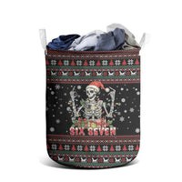 Six Seven Santa Skeleton Laundry Basket Funny Christmas Skull - Wonder Print Shop