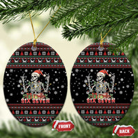 Six Seven Santa Skeleton Ceramic Ornament Funny Christmas Skull - Wonder Print Shop