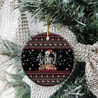 Six Seven Santa Skeleton Ceramic Ornament Funny Christmas Skull - Wonder Print Shop
