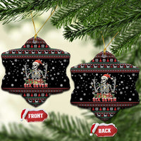 Six Seven Santa Skeleton Ceramic Ornament Funny Christmas Skull - Wonder Print Shop