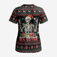 Six Seven Santa Skeleton Scrub Top Funny Christmas Skull - Wonder Print Shop