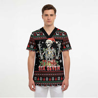 Six Seven Santa Skeleton Scrub Top Funny Christmas Skull - Wonder Print Shop