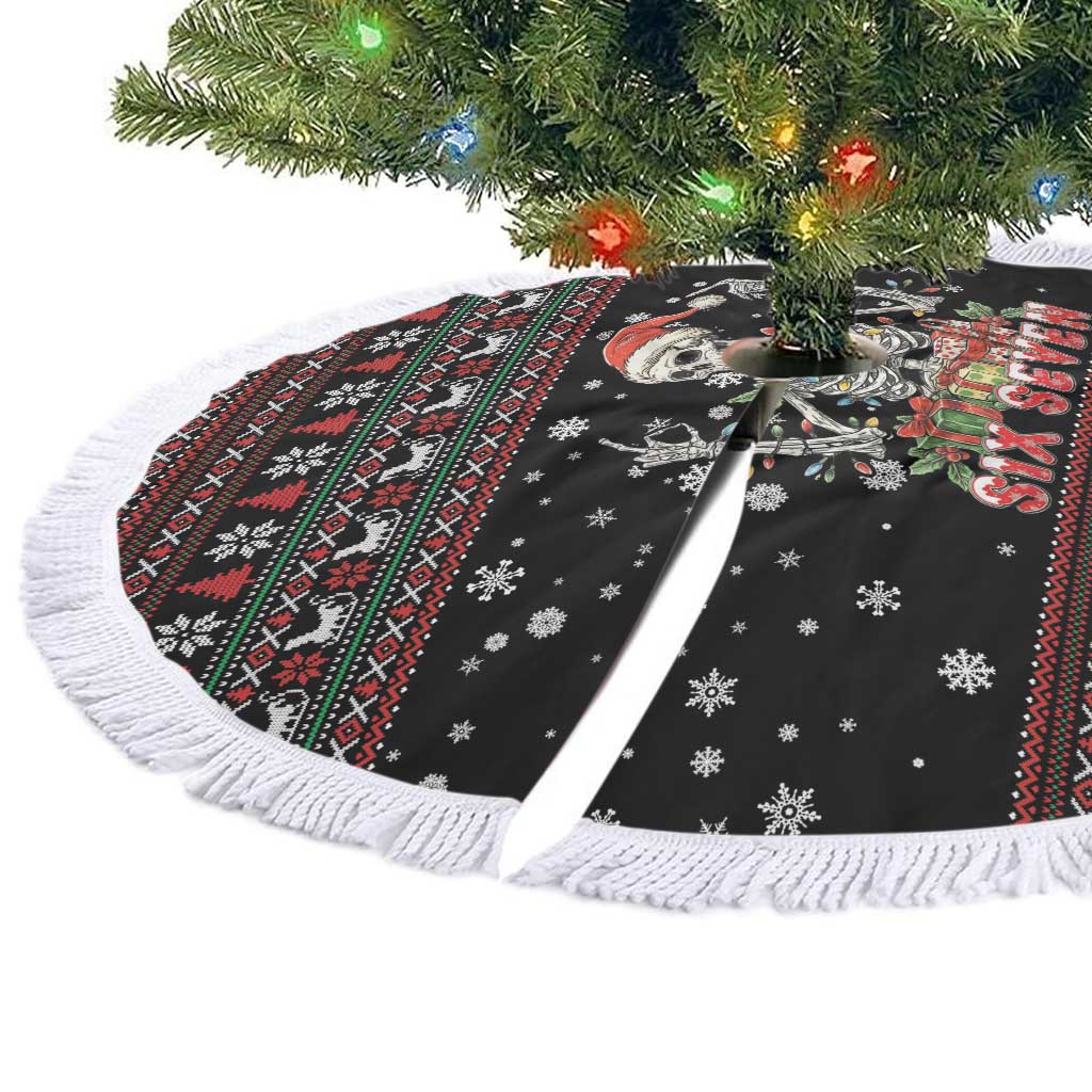 Six Seven Santa Skeleton Tree Skirt Funny Christmas Skull - Wonder Print Shop
