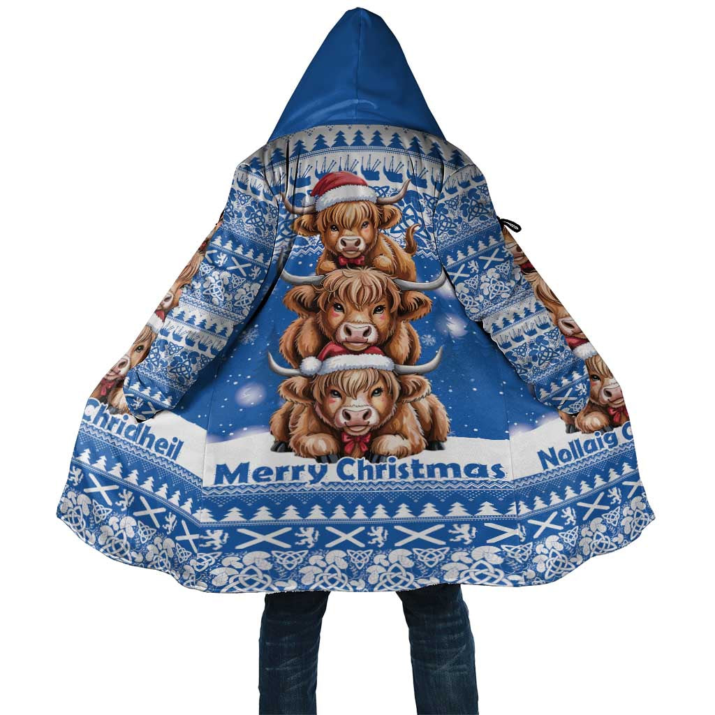 Scotland Highland Cow Christmas Cloak Nollaig Chridheil Blue Winter - Wonder Print Shop