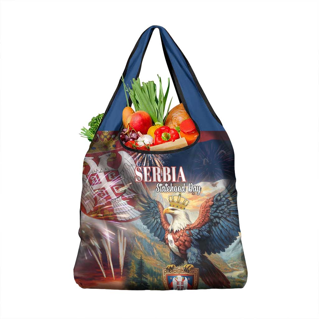 Serbia Eagle Statehood Day Grocery Bag Only Unity Saves The Serbs