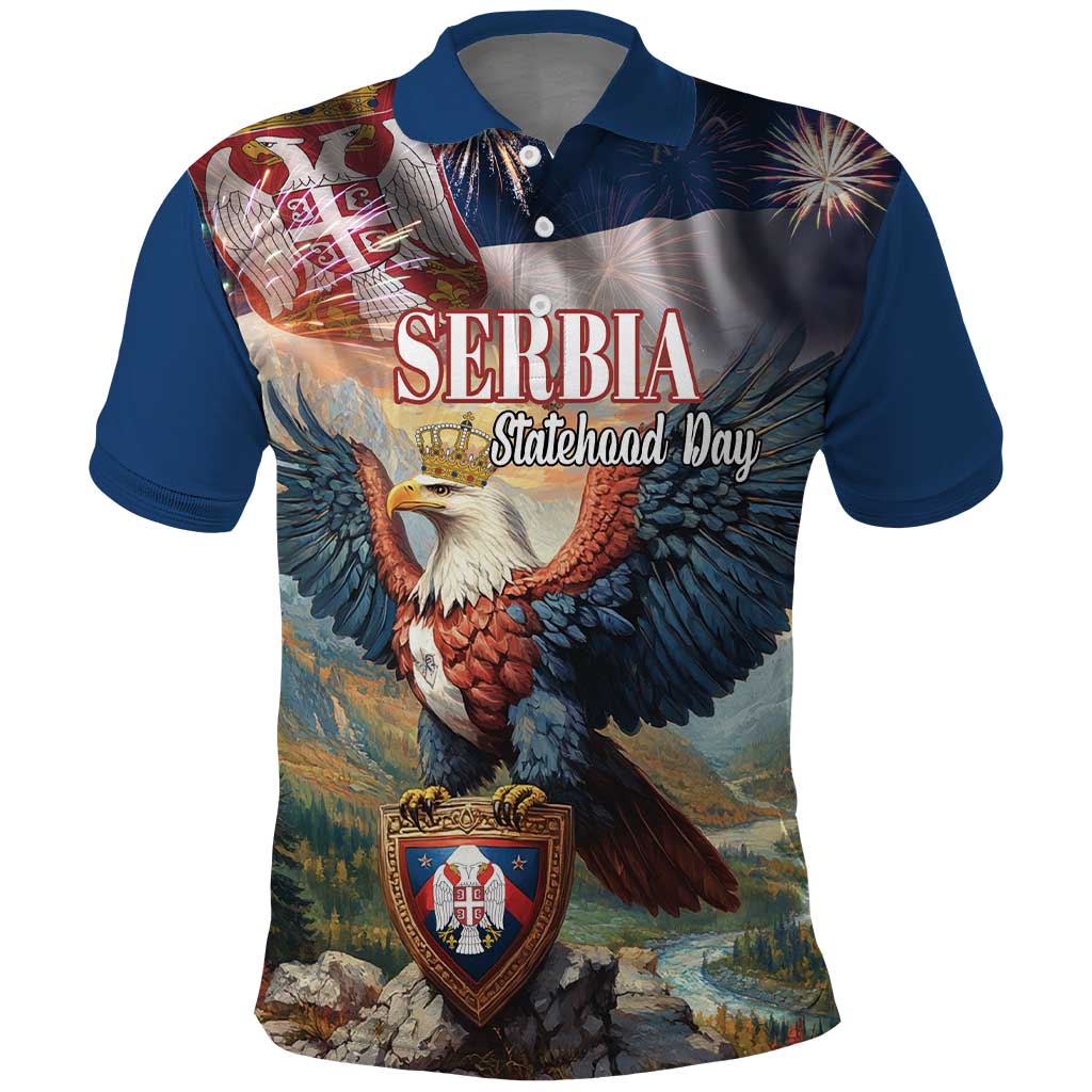 Serbia Eagle Statehood Day Polo Shirt Only Unity Saves The Serbs