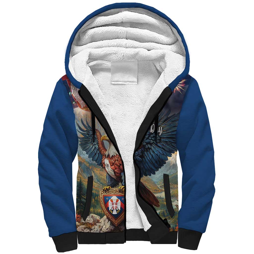 Serbia Eagle Statehood Day Sherpa Hoodie Only Unity Saves The Serbs - Wonder Print Shop