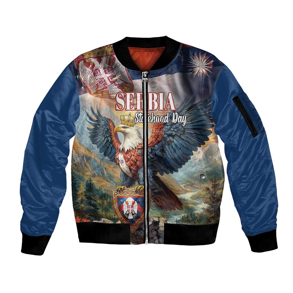 Serbia Eagle Statehood Day Sleeve Zip Bomber Jacket Only Unity Saves The Serbs - Wonder Print Shop