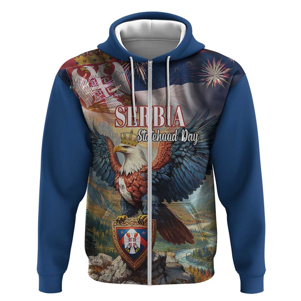 Serbia Eagle Statehood Day Zip Hoodie Only Unity Saves The Serbs - Wonder Print Shop